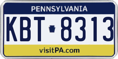 PA license plate KBT8313