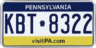 PA license plate KBT8322