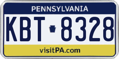 PA license plate KBT8328