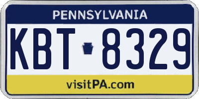 PA license plate KBT8329