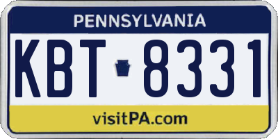 PA license plate KBT8331
