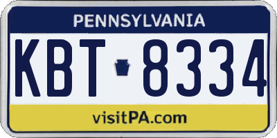 PA license plate KBT8334
