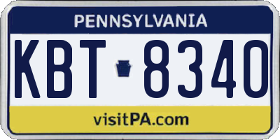 PA license plate KBT8340