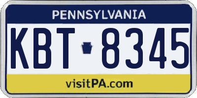 PA license plate KBT8345