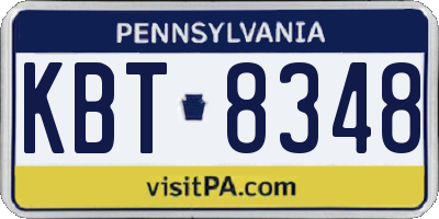 PA license plate KBT8348