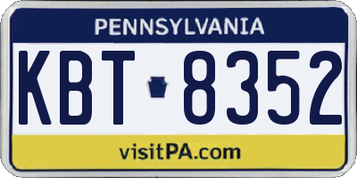 PA license plate KBT8352