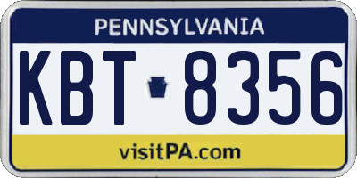 PA license plate KBT8356