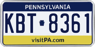 PA license plate KBT8361