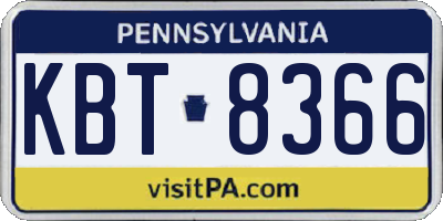 PA license plate KBT8366