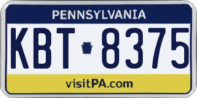 PA license plate KBT8375