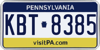 PA license plate KBT8385