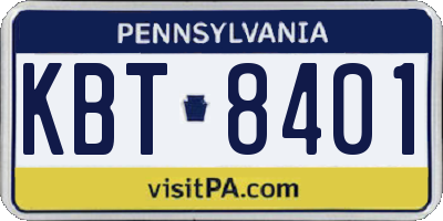 PA license plate KBT8401