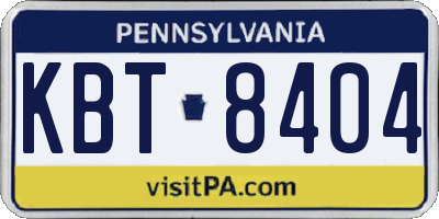 PA license plate KBT8404