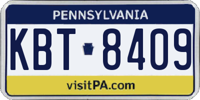 PA license plate KBT8409