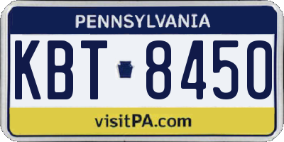 PA license plate KBT8450