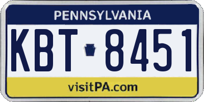 PA license plate KBT8451