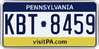 PA license plate KBT8459