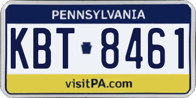 PA license plate KBT8461