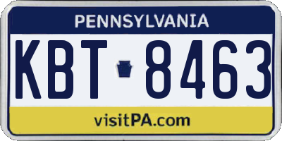 PA license plate KBT8463