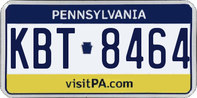 PA license plate KBT8464