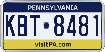 PA license plate KBT8481