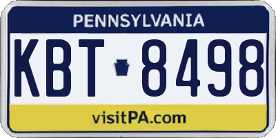 PA license plate KBT8498