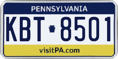 PA license plate KBT8501