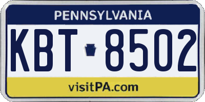 PA license plate KBT8502