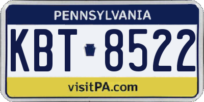 PA license plate KBT8522
