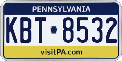 PA license plate KBT8532