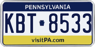 PA license plate KBT8533