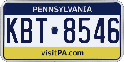 PA license plate KBT8546