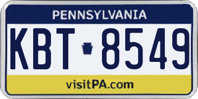PA license plate KBT8549