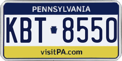 PA license plate KBT8550