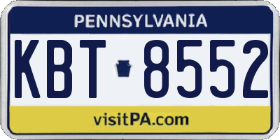 PA license plate KBT8552