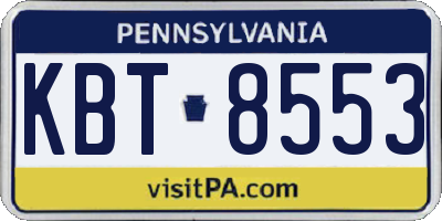 PA license plate KBT8553
