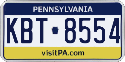 PA license plate KBT8554