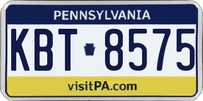 PA license plate KBT8575