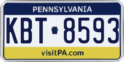 PA license plate KBT8593