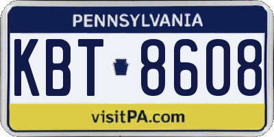 PA license plate KBT8608