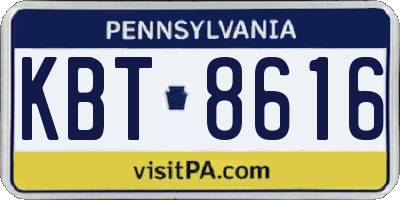 PA license plate KBT8616