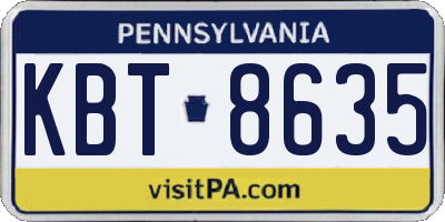 PA license plate KBT8635