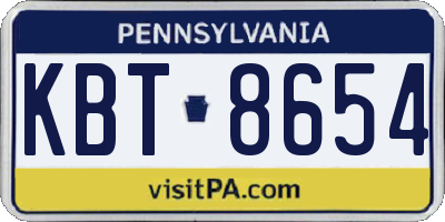 PA license plate KBT8654