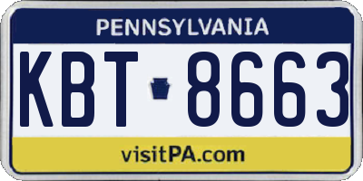 PA license plate KBT8663