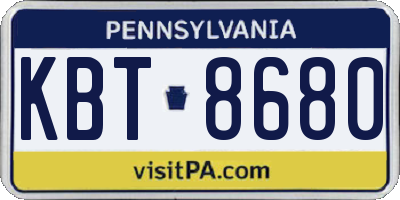 PA license plate KBT8680