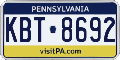 PA license plate KBT8692
