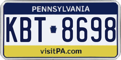 PA license plate KBT8698