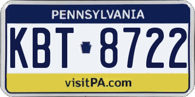 PA license plate KBT8722