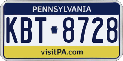 PA license plate KBT8728