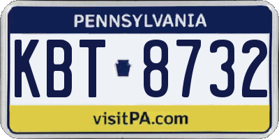 PA license plate KBT8732